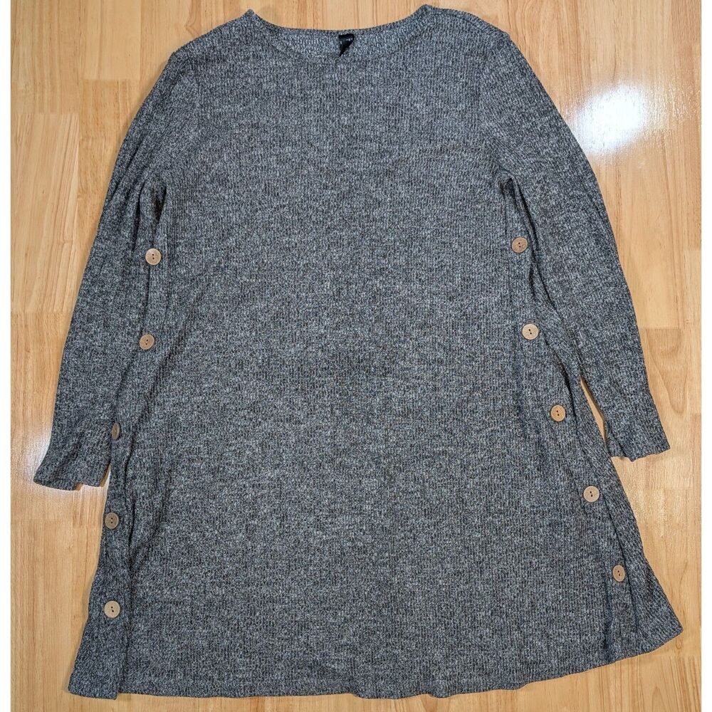 Emery Rose Sweater Dress – Gray Button-Side Knit – Women's XL‎